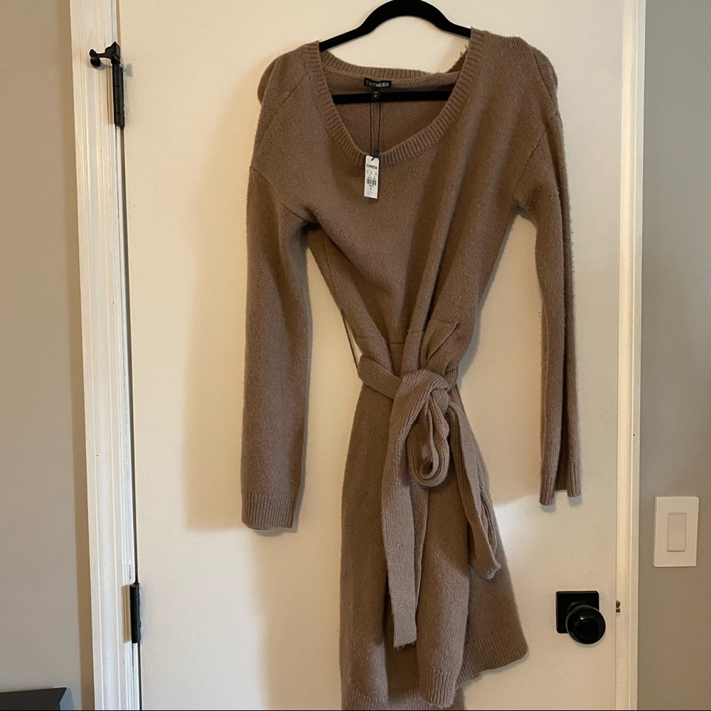 NWT Express brown sweater dress with belt!
